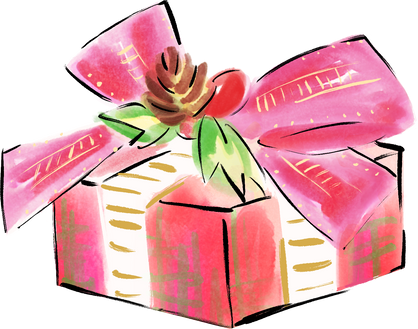 Watercolor Red Christmas Gift 