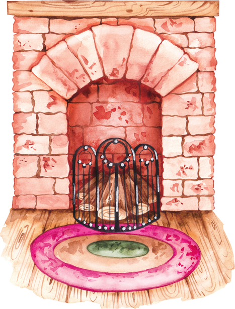 watercolor fireplace